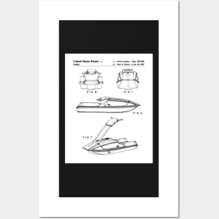 Jet Ski Patent - Watersports Lake Beach House Art - White Posters and Art